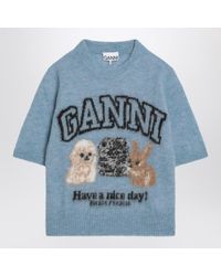 Ganni - Light Sweater With Blend Logo - Lyst