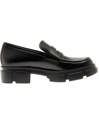 Black Womens Shoes Flats and flat shoes Loafers and moccasins Studio Pollini Leather Loafer in Purple 