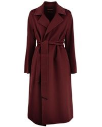 Max Mara - Burgundy Cashmere Wool And Silk Robe Coat - Lyst