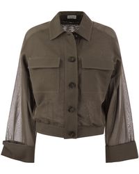 Brunello Cucinelli - Cotton Organza Shirt With Shiny Cuffs - Lyst