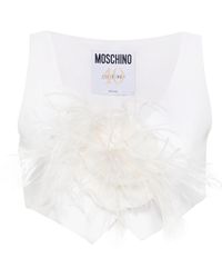 Moschino - Short Vest With Floral Brooch - Lyst