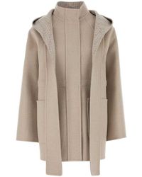 Fendi - Sand Wool Blend Parka - Lyst