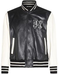 Palm Angels - Black And White Leather Jacket - Lyst