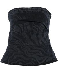 ROTATE BIRGER CHRISTENSEN - Zebra Print Cotton Denim Top - Lyst