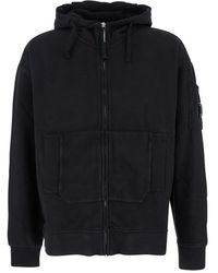 C.P. Company - Sweatshirt With Logo Plaque On The Sleeve And Google Detail On The Hood - Lyst