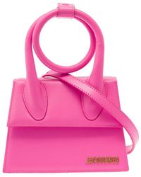 Jacquemus - 'Le Chiquito Noeud' Fuchsia Crossbody Bag With Logo Detail - Lyst