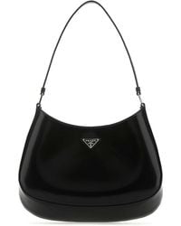 Prada - Cleo Brand-Plaque Brushed Leather Shoulder Bag - Lyst