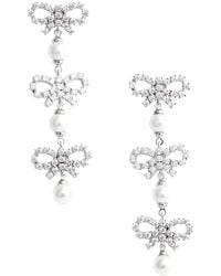 Self-Portrait - Metallic Tiered Earing With Bow Charm And Crystal Embellishments - Lyst