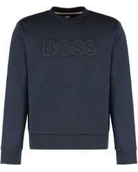 BOSS - Logo Detail Cotton Sweatshirt - Lyst
