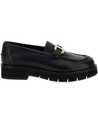 Ferragamo - 'mayna' Black Loafers With Gancini Detail And Platform In Leather Woman - Lyst