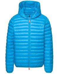 Save The Duck - Hooded Puffer Jacket With Zip Fastening And Logo - Lyst