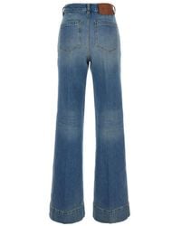 Victoria Beckham - 'Alina' Jeans With Belt Loops And Logo Embroidery On The Pocket - Lyst