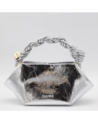 【GANNI】Mini Banner Logo Emboss Shoulder Bag/全国送料込み Ganni Banner Roll Embossed Leather Shoulder Bag in Black | Lyst
