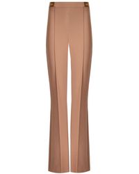 Elisabetta Franchi - Nude Palazzo Trousers With Logo - Lyst