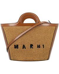 Marni - Tropicalia Micro Bag In Leather And Raffia - Lyst