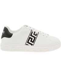 Versace - 'New Greca' Low Top Sneakers With Logo Detail - Lyst