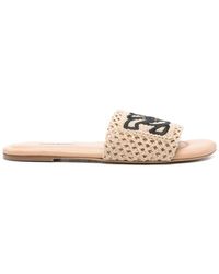 Casadei Olympo Flat Sandals in White | Lyst
