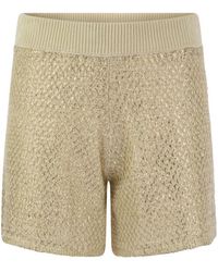 Peserico - Shorts In Laminated Linen-cotton Mélange Yarn - Lyst