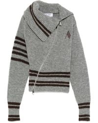 The Attico - Striped Cardigan With Asymmetrical Zip Closure - Lyst