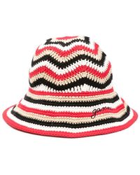 Ganni - Organic Cotton Crochet Bucket Hat - Lyst