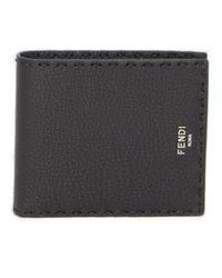 Fendi - Raffia Leather Bi Fold Wallet - Lyst
