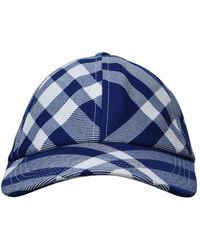 Burberry - 'check' Blue Wool Blend Hat - Lyst