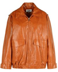 MM6 by Maison Margiela - Orange Faux Leather Jacket - Lyst