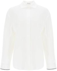 Brunello Cucinelli - Wide Sleeve Shirt With Shiny Cuff Details - Lyst