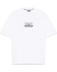 Stone Island - T-Shirt Combed Organic Cotton Jersey With 'Grid' Print - Lyst