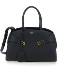 Ferragamo - 'Hug S' Handbag With Logo And Gancini Buckle - Lyst