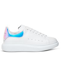 Alexander McQueen Woman's Oversize Leather Sneaker S With Contrasting Heel Tab - White