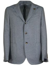 Lardini - Single-breasted Two-button Jacket With Herringbone Pattern - Lyst