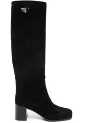 Prada - Suede Knee-Length Boots - Lyst