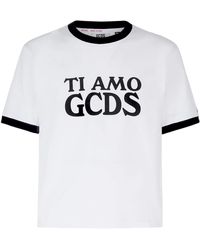 Gcds - Cropped T-Shirt With Embroidered Logo - Lyst