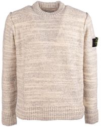 Stone Island - Crew-neck Sweater In Two-tone Yarn - Lyst