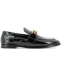 Fabi Patent Leather Loafer With Golden Detail - Black