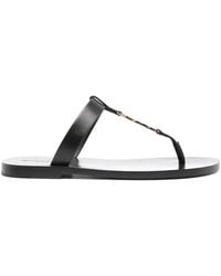 Saint Laurent - Cassandre Leather Thong Sandals - Lyst