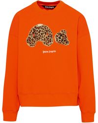 Palm Angels Orange Cotton Leopard-skin Bear Sweatshirt