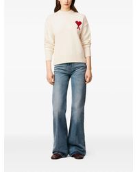 Ami Paris - Pull Col Rond De Coeur - Lyst