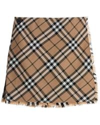 Burberry - Check Wool Blend Mini Kilt - Lyst