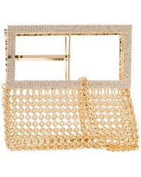 Silvia Gnecchi - 'downtown Bag' Gold-colored Shoulder Bag With Maxi Buckle In Metal Mesh Woman - Lyst