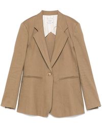 Alysi - Linen Blend Single-Breasted Blazer Jacket - Lyst