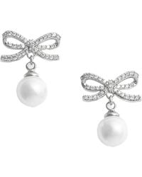 Self-Portrait - Colored Earings With Bow Silhouette And Pearl Embellishment - Lyst
