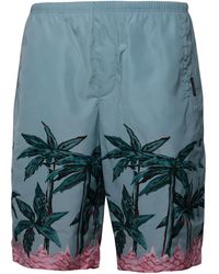 Palm Angels - Light Blue Polyester Bermuda Shorts - Lyst