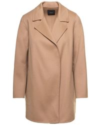 Theory - 'clairene' Beige Jacket With Notched Revers In Wool And Cashmere Woman - Lyst