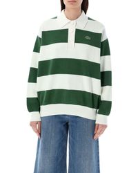 Lacoste - Stripe Rib Knit Polo Shirt - Lyst