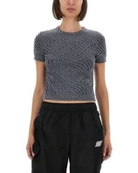 T By Alexander Wang - Fitted T-Shirt With All-Over Logo Print - Lyst