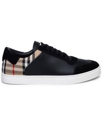 Burberry - Stevie Check-print Leather Low-top Trainers - Lyst