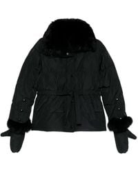 Yves Salomon - Doudoune Short Down Jacket With Fur Inserts And Belt - Lyst