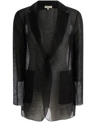 Antonelli - Black Semi-transparent 'james' Blazer In Silk Woman - Lyst